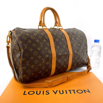 LOUIS VUITTON Boston Duffel bag M41418 Monogram canvas, tanned leather Brown Keepall  bandouliere 45