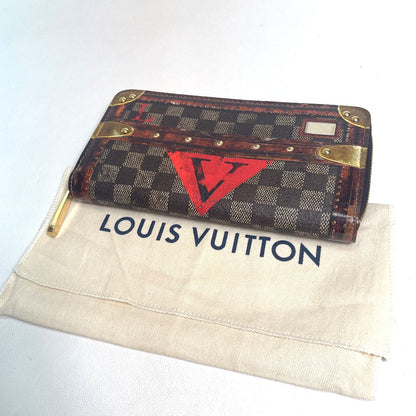 LOUIS VUITTON Long Wallet Purse M63490 Damier canvas Brown Transformed Damier Trompe l’oeil zippy wallet