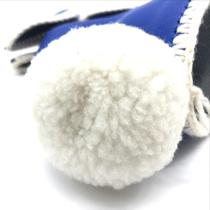 LOEWE Coin case leather Blue x white rabbit rabbit motif animal Macrame Charm Key Women Used Authentic