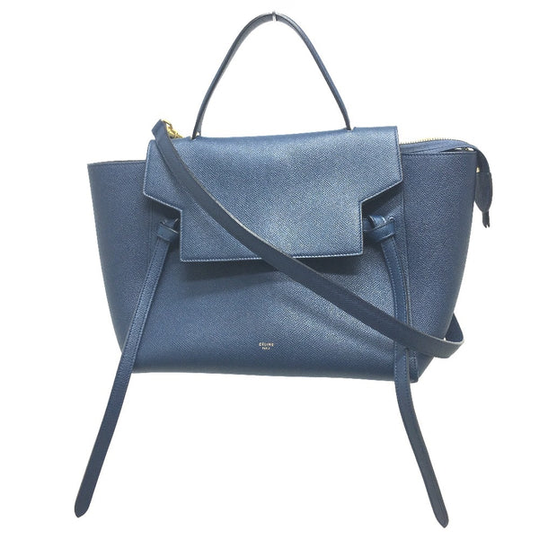 CELINE Handbag Bag Semi Shoulder Bag flap Belt bag mini Calfskin 176103ZVA.07DS Navy Women Used Authentic