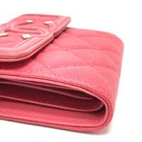 CHANEL Trifold wallet medium wallet CC filigree Matrasse Caviar skin AP0375 Pink Women Used Authentic