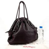Salvatore Ferragamo Tote Bag leather Dark brown Women Used Authentic