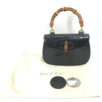 GUCCI Handbag top handle bag turn lock old gucci Bamboo Leather / Bamboo 000・1951 black Women Used Authentic
