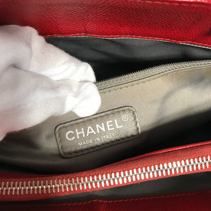 CHANEL Tote Bag A50995 Caviar skin Red CC COCO Mark Shoulder Bag Matelasse quilting Women Used Authentic