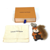 LOUIS VUITTON key ring bag charm squirrel animal Monogram porto cle squirral Monogram canvas M00345 Brown Women Used Authentic