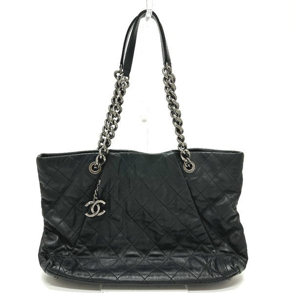 CHANEL Shoulder Bag chain bag COCO Mark Matrasse leather black Women Used Authentic