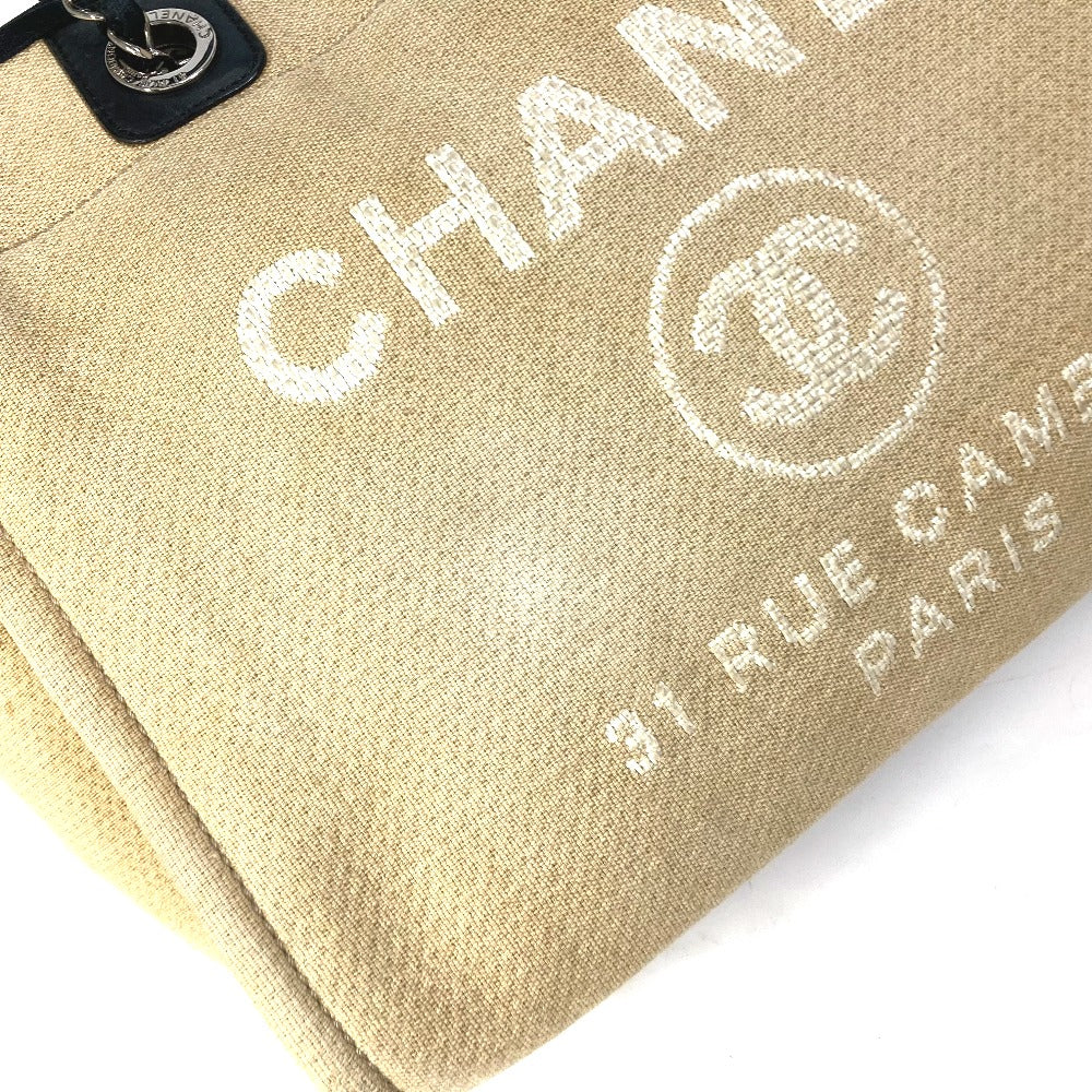 CHANEL Tote Bag Canvas / leather beige Shoulder Bag Shoulder Bag Deauville Women Used Authentic