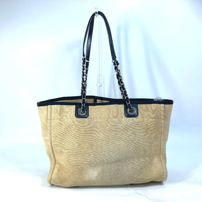 CHANEL Tote Bag Canvas / leather beige Shoulder Bag Shoulder Bag Deauville Women Used Authentic