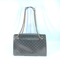 GUCCI Shoulder Bag Chain Bag Crossbody Shoulder Bag GG Guccisima Emily leather 295403 Gray Women Used Authentic