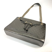 GUCCI Shoulder Bag Chain Bag Crossbody Shoulder Bag GG Guccisima Emily leather 295403 Gray Women Used Authentic