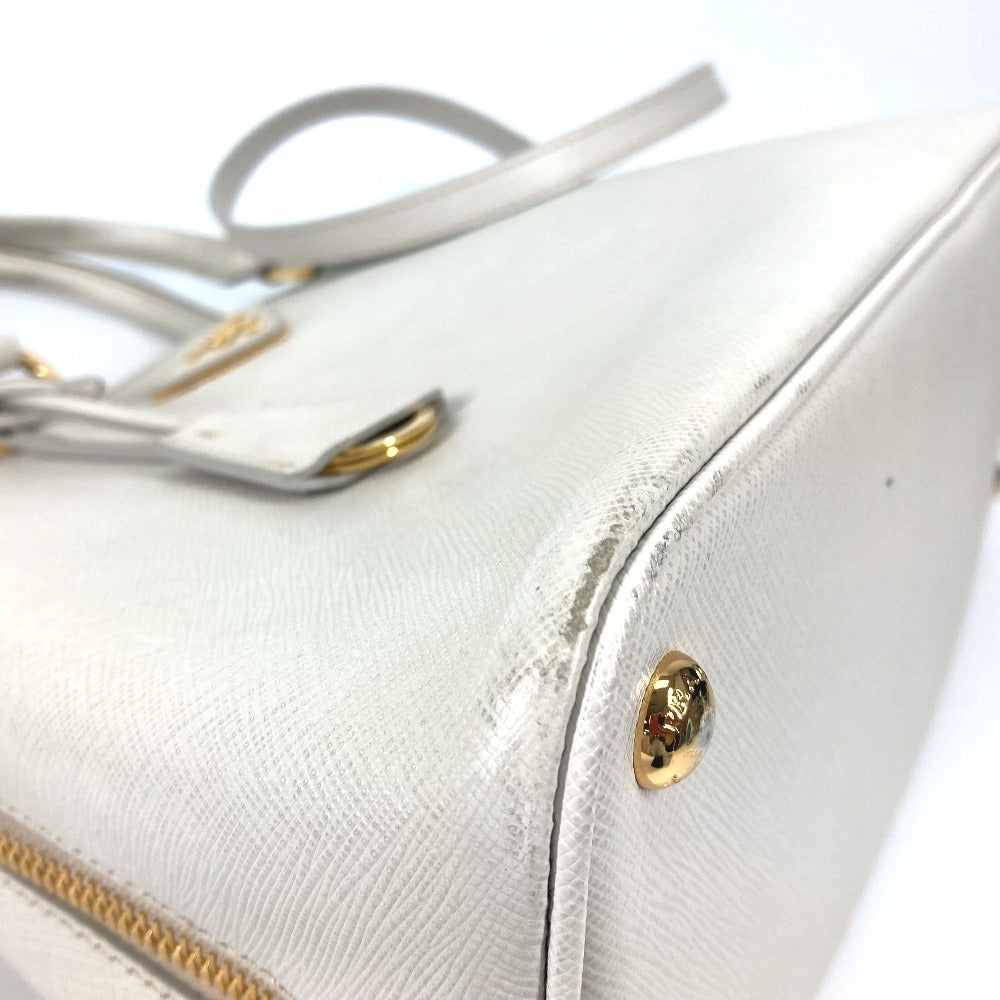 PRADA Handbag BL0837 Safiano leather white Triangle logo plate SAFFIANO LUX Women Used Authentic