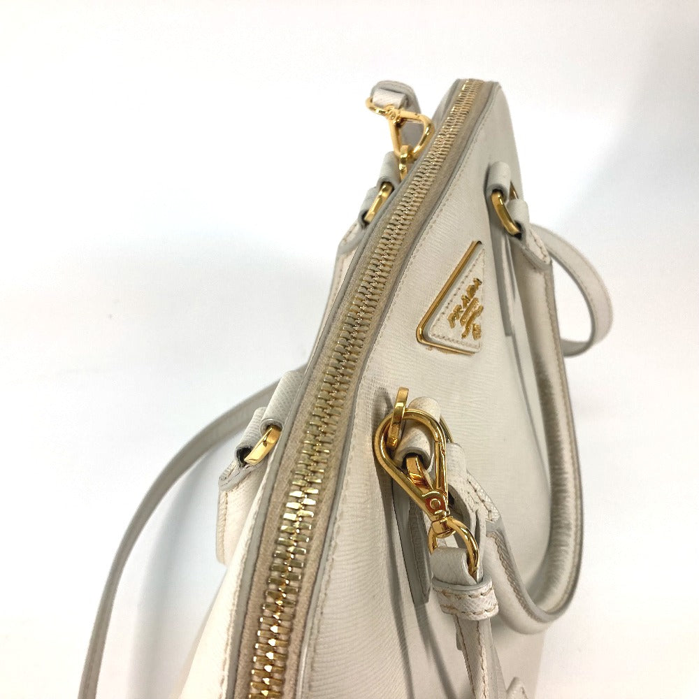 PRADA Handbag BL0837 Safiano leather white Triangle logo plate SAFFIANO LUX Women Used Authentic