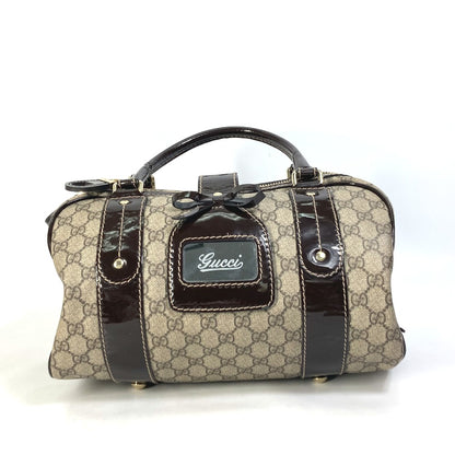 GUCCI Boston Duffel bag 203516 GG Supreme Canvas beige Handbag GG ribbon plate Women Used Authentic