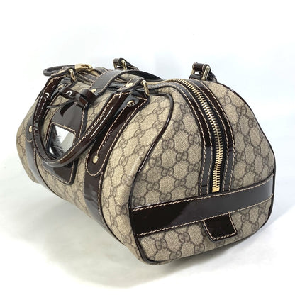 GUCCI Boston Duffel bag 203516 GG Supreme Canvas beige Handbag GG ribbon plate Women Used Authentic