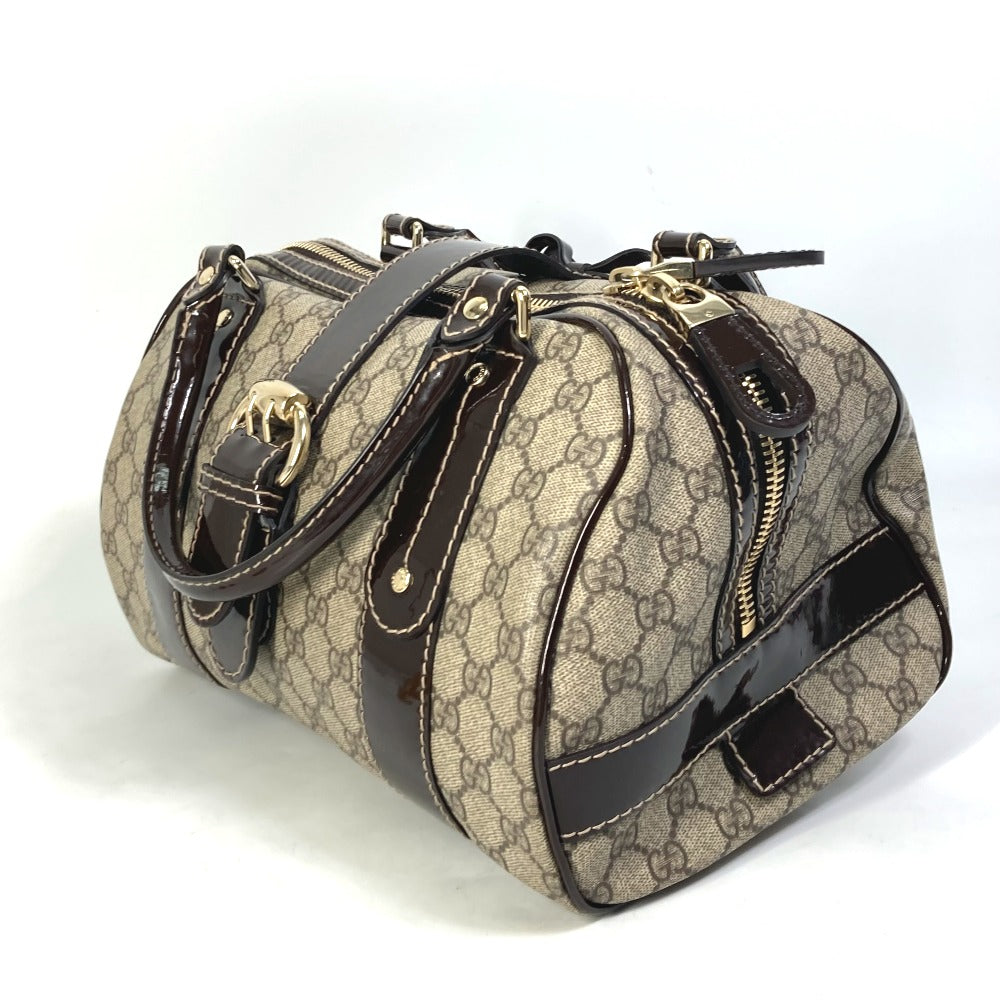 GUCCI Boston Duffel bag 203516 GG Supreme Canvas beige Handbag GG ribbon plate Women Used Authentic