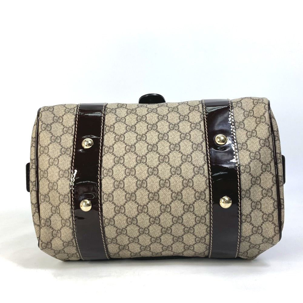 GUCCI Boston Duffel bag 203516 GG Supreme Canvas beige Handbag GG ribbon plate Women Used Authentic