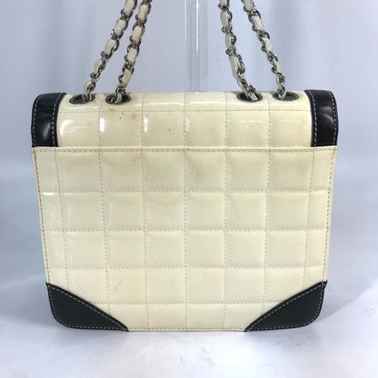 CHANEL Shoulder Bag Patent leather white COCO Mark CC Chocolate bar Women Used Authentic