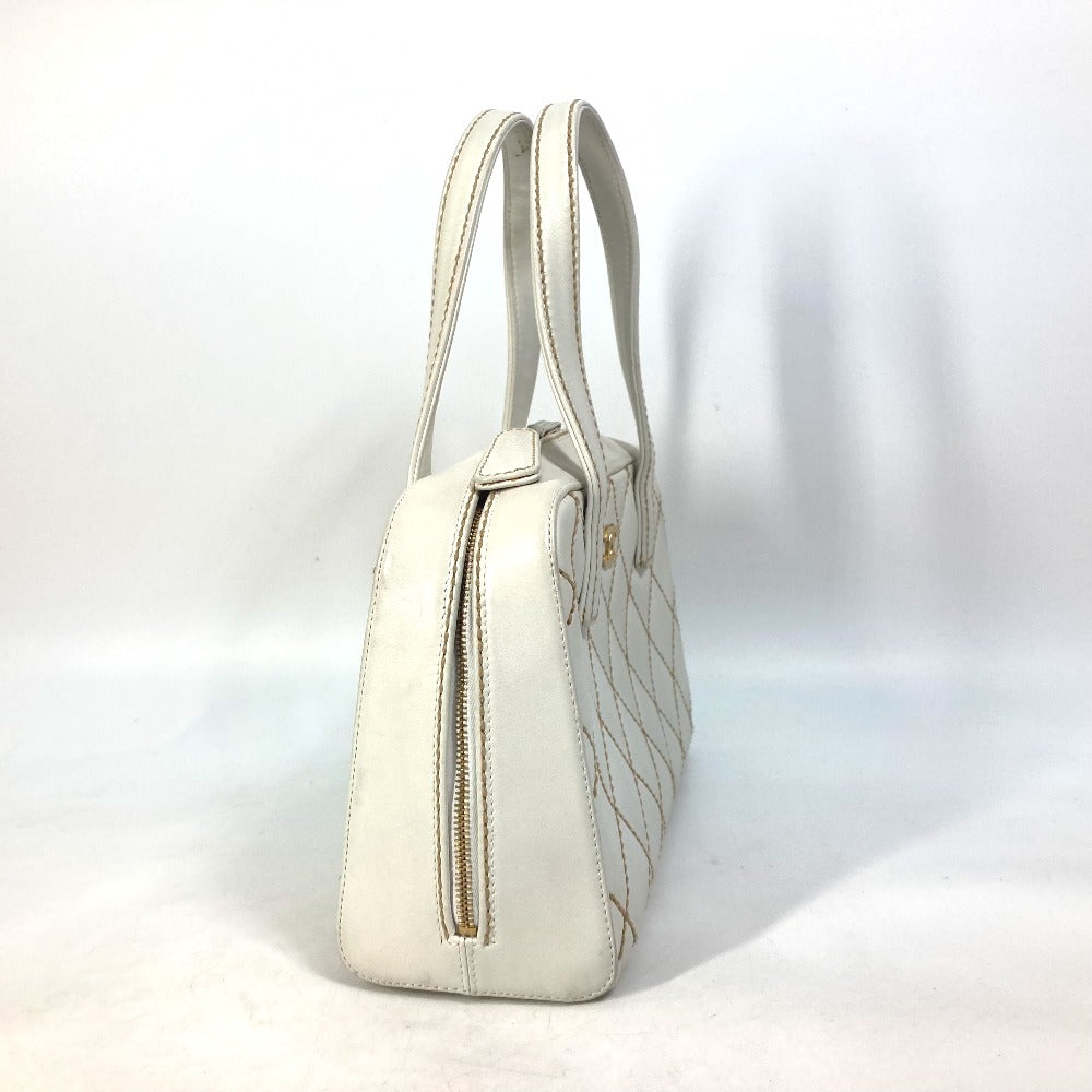 CHANEL Handbag leather white CC COCO Mark Bag Wild stitch Women Used Authentic