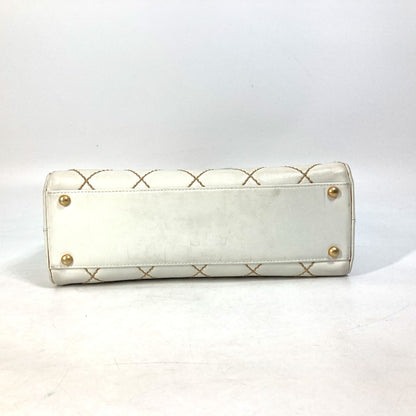 CHANEL Handbag leather white CC COCO Mark Bag Wild stitch Women Used Authentic