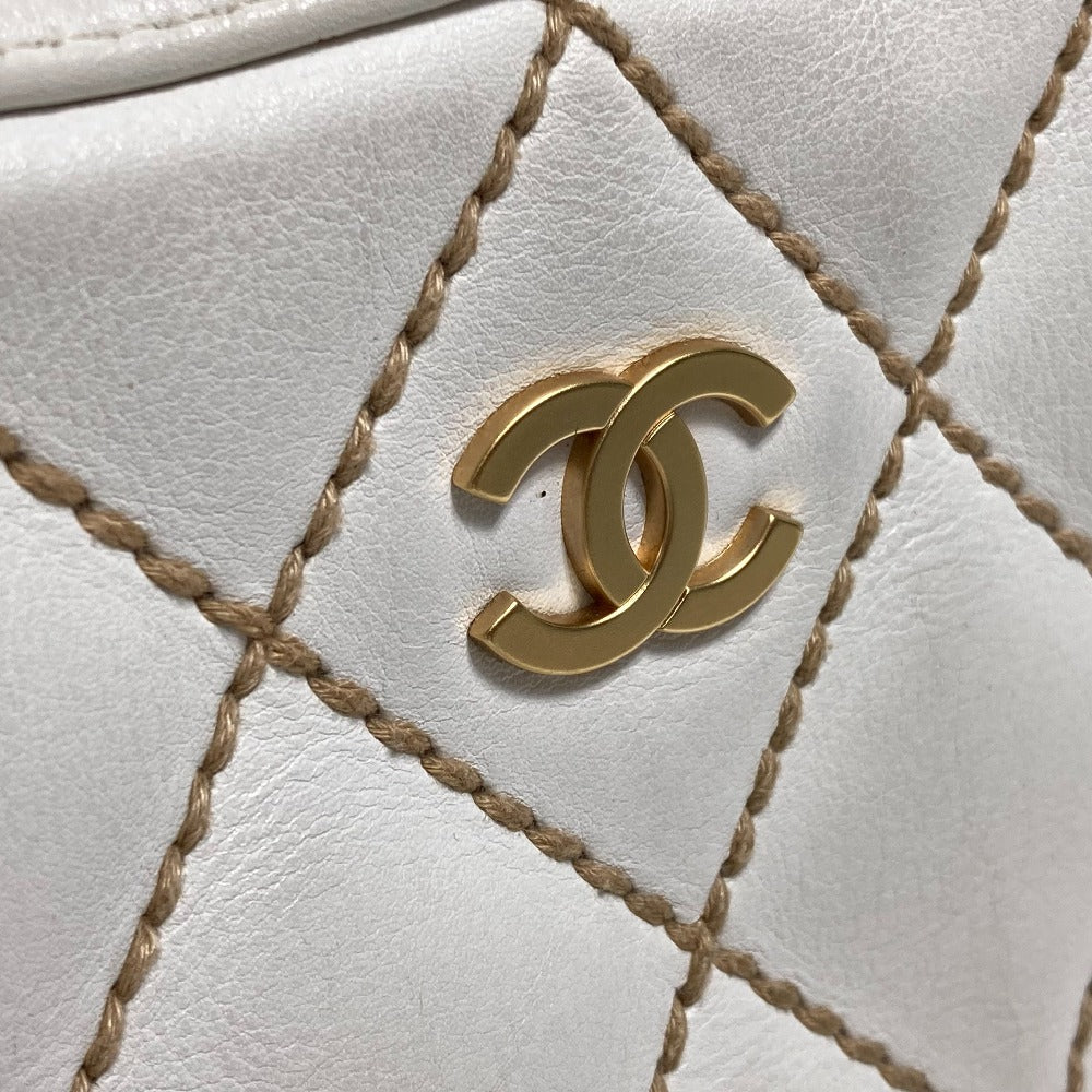 CHANEL Handbag leather white CC COCO Mark Bag Wild stitch Women Used Authentic