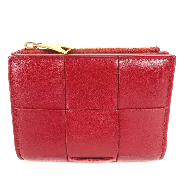 BOTTEGAVENETA Folded wallet Compact wallet Maxi INTRECCIATO leather wine-red Women Used Authentic