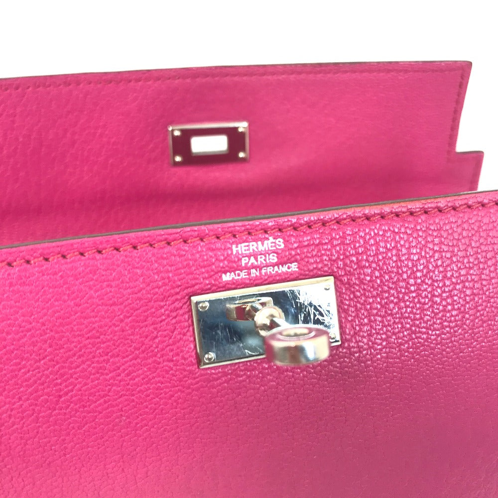 HERMES Long Wallet Purse Shave Pink type Kelly Wallet Long Depliant Women Used Authentic