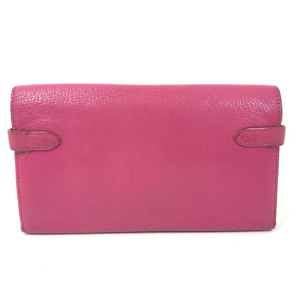 HERMES Long Wallet Purse Shave Pink type Kelly Wallet Long Depliant