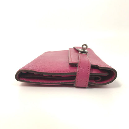 HERMES Long Wallet Purse Shave Pink type Kelly Wallet Long Depliant