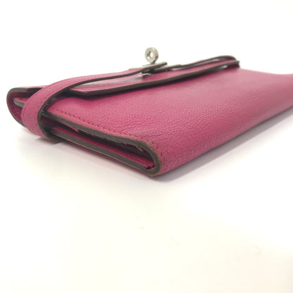 HERMES Long Wallet Purse Shave Pink type Kelly Wallet Long Depliant