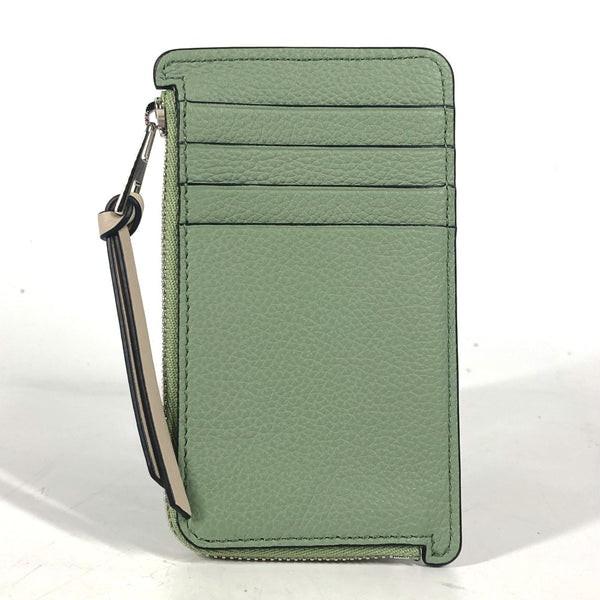 LOEWE Coin case Fragment Case Wallet Coin Pocket Card Case anagram logo Coin card holder Grain Calfskin Leather C660Z40X04 green mens Used Authentic