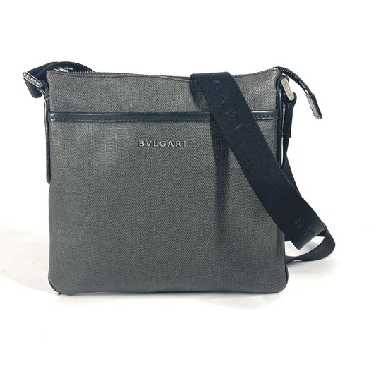 BVLGARI Shoulder Bag PVC / Leather gray Pochette Weekend logo