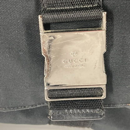 GUCCI Shoulder Bag 122374 Leather / nylon black Messenger bag logo flap unisex(Unisex) Used Authentic