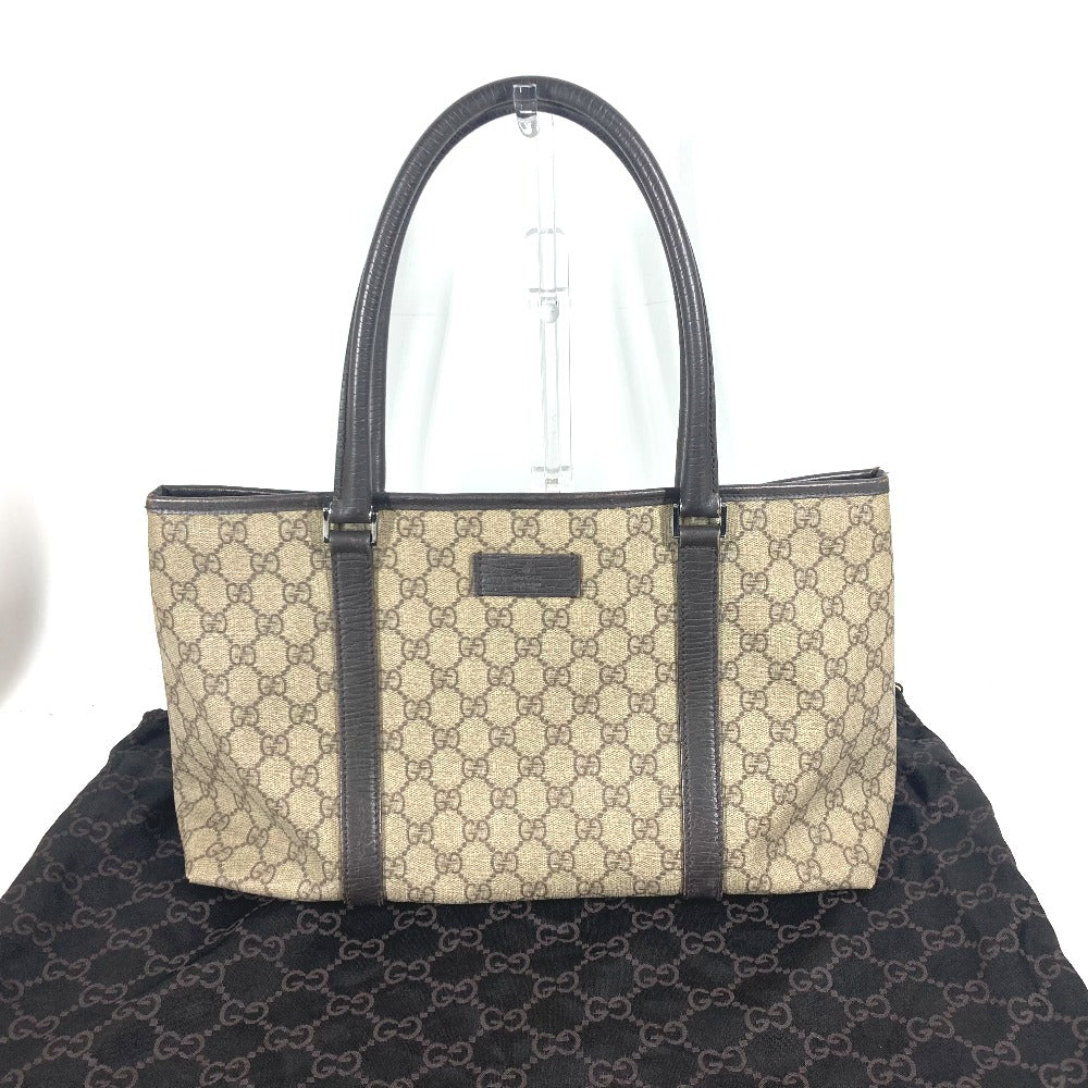 GUCCI Tote Bag 114595 GG Supreme canvas, leather beige GG Supreme logo unisex(Unisex) Used Authentic