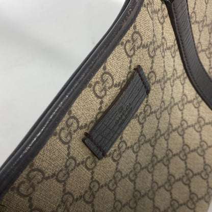 GUCCI Tote Bag 114595 GG Supreme canvas, leather beige GG Supreme logo unisex(Unisex) Used Authentic