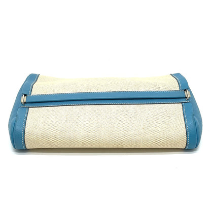 HERMES Clutch bag Toile Ash / Taurillon Clemence blue Equi Pouch Women Used Authentic