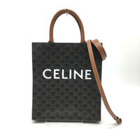 CELINE Tote Bag bag small Triomphe Vertical hippopotamus PVC leather 191542 Brown Women Used Authentic
