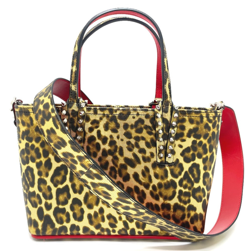 Christian Louboutin Tote Bag Leather / PVC Brown type Leopard leopard pattern Kabata E/W Women Secondhand Authentic