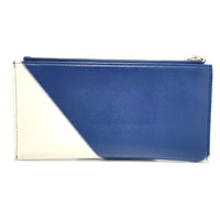 CHANEL Card Case Wallet CC COCO Mark fringe lambskin Blue x white x red Women Used Authentic