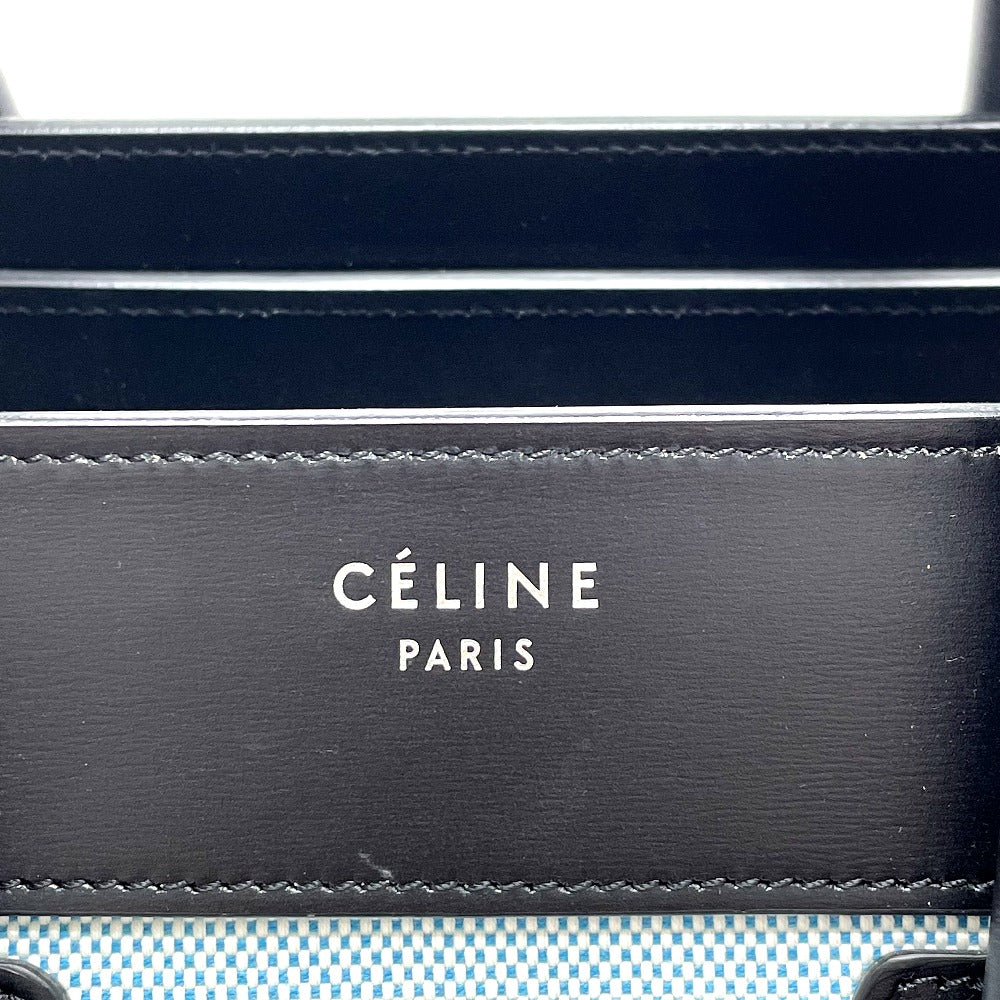 CELINE Handbag 167792  Leather / canvas Blue x black Luggage micro shopper Women Used Authentic