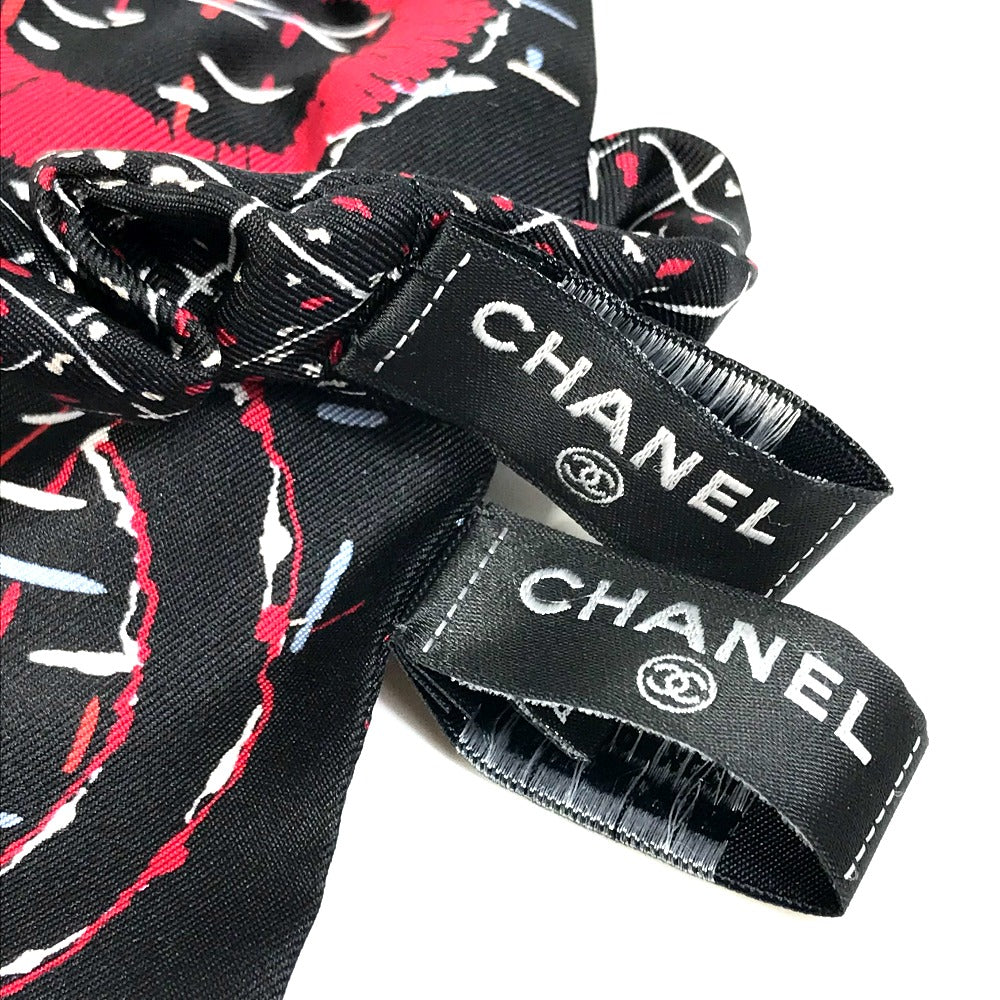 CHANEL scarf silk black COCO Mark CC scarf Women Used Authentic