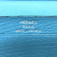 HERMES Card Case bearn mini compact Shave Luco Romandel blue Women Used Authentic