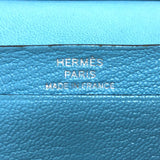 HERMES Card Case bearn mini compact Shave Luco Romandel blue Women Used Authentic