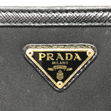 PRADA Folded wallet triangle plate Nylon leather 1ML225 black Women Used Authentic