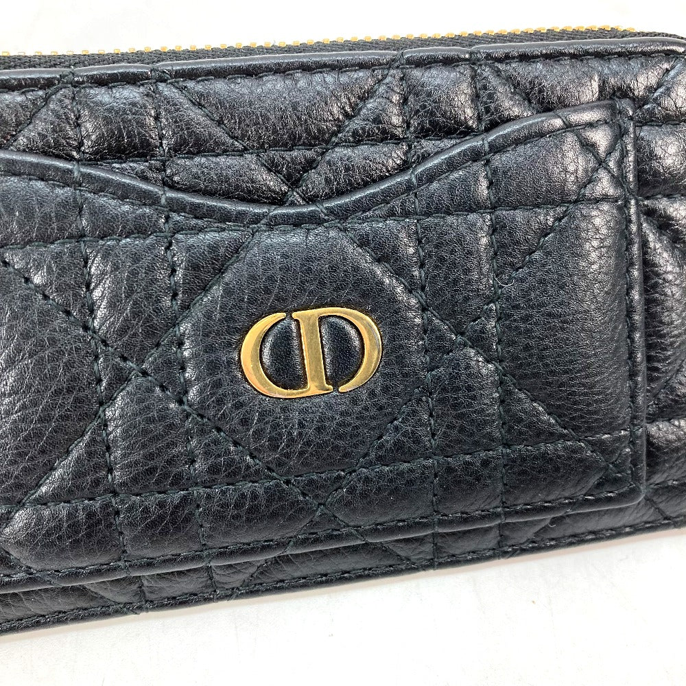 Dior Coin case S5131UWHC_M900 leather black Caro Canage Dior Caro Cosmos zip card holder Women Used Authentic