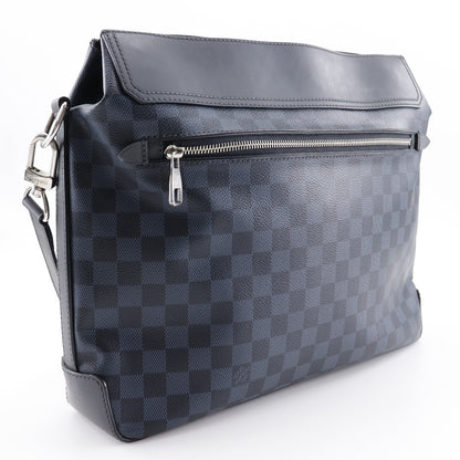 LOUIS VUITTON Shoulder Bag N41348 Damier Cobalt Black / navy Messenger Greenwich mens Used Authentic