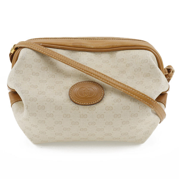 GUCCI Shoulder Bag Old Gucci PVC coated canvas 077-115-5770 beige Women Used Authentic
