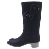 CHANEL boots Camelia Suede G26648X31173 black Women Used Authentic