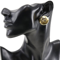 HERMES Earring Horn Plated Gold gold Women Used Authentic