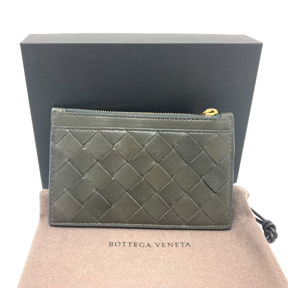 BOTTEGAVENETA Coin case leather Khaki type INTRECCIATO Key pouch unisex(Unisex) Used Authentic