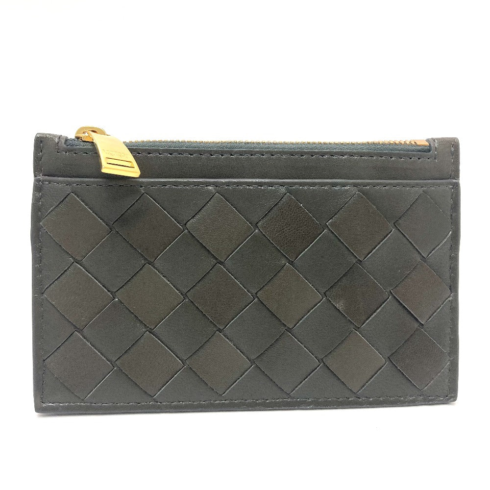 BOTTEGAVENETA Coin case leather Khaki type INTRECCIATO Key pouch unisex(Unisex) Used Authentic